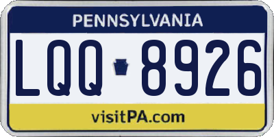 PA license plate LQQ8926