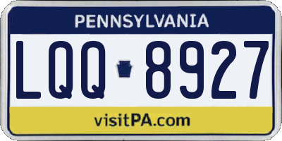 PA license plate LQQ8927
