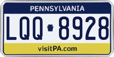 PA license plate LQQ8928