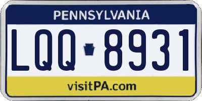PA license plate LQQ8931