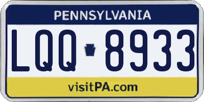PA license plate LQQ8933