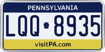 PA license plate LQQ8935