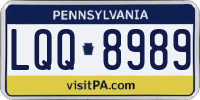 PA license plate LQQ8989