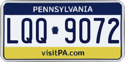 PA license plate LQQ9072