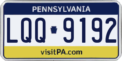PA license plate LQQ9192