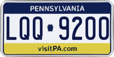 PA license plate LQQ9200
