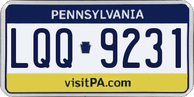 PA license plate LQQ9231