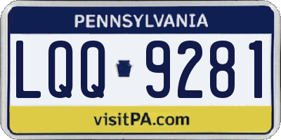 PA license plate LQQ9281