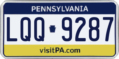PA license plate LQQ9287