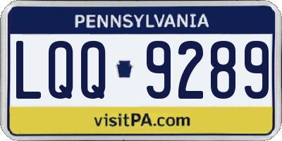 PA license plate LQQ9289