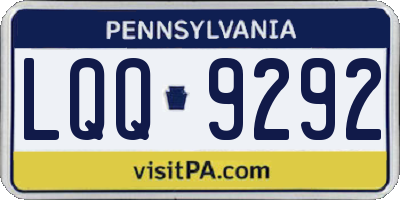 PA license plate LQQ9292