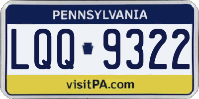 PA license plate LQQ9322