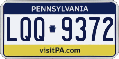 PA license plate LQQ9372
