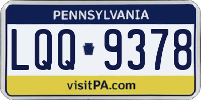 PA license plate LQQ9378