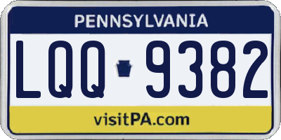 PA license plate LQQ9382