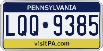 PA license plate LQQ9385