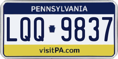 PA license plate LQQ9837
