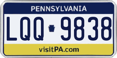 PA license plate LQQ9838