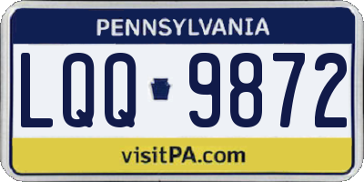 PA license plate LQQ9872