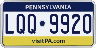 PA license plate LQQ9920