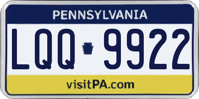 PA license plate LQQ9922