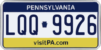 PA license plate LQQ9926