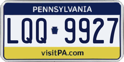 PA license plate LQQ9927