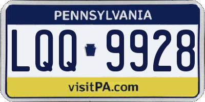 PA license plate LQQ9928