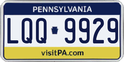 PA license plate LQQ9929