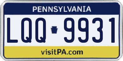 PA license plate LQQ9931
