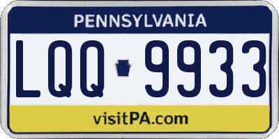PA license plate LQQ9933