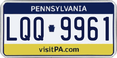 PA license plate LQQ9961