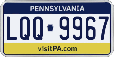 PA license plate LQQ9967