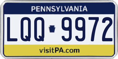 PA license plate LQQ9972