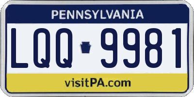 PA license plate LQQ9981