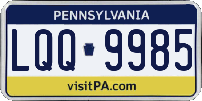 PA license plate LQQ9985