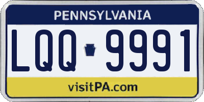 PA license plate LQQ9991