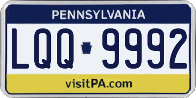 PA license plate LQQ9992