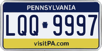 PA license plate LQQ9997