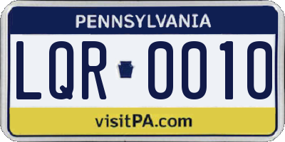 PA license plate LQR0010