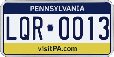 PA license plate LQR0013