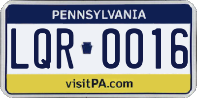 PA license plate LQR0016
