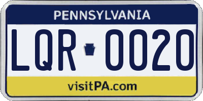 PA license plate LQR0020