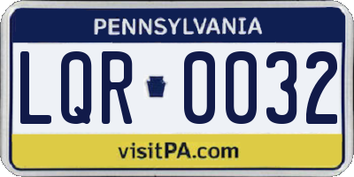 PA license plate LQR0032