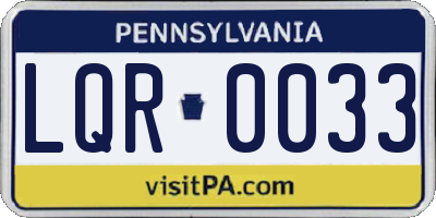 PA license plate LQR0033