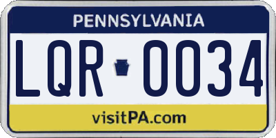 PA license plate LQR0034