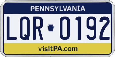 PA license plate LQR0192