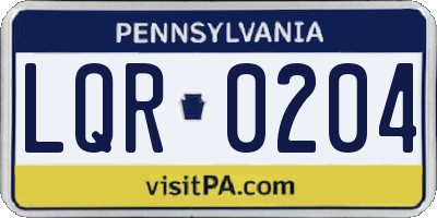 PA license plate LQR0204