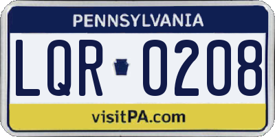PA license plate LQR0208