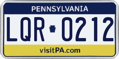 PA license plate LQR0212